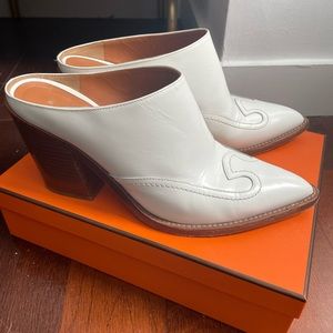 DEREK LAM white cowgirl boot mules